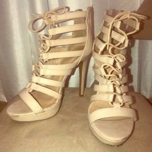 Nude Laced High Heels